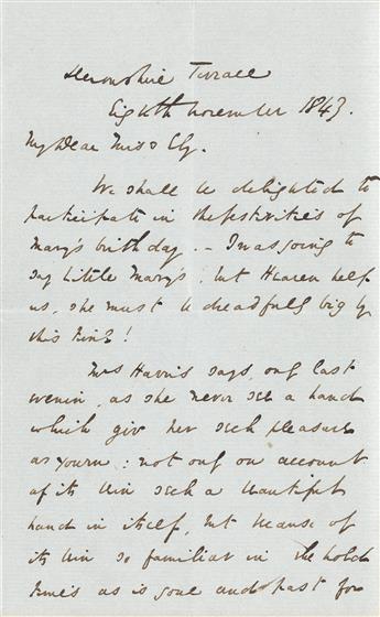 IN THE VOICE OF A MARTIN CHUZZLEWIT CHARACTER CHARLES DICKENS. Autograph Letter Signed, to Marion Ely (My...